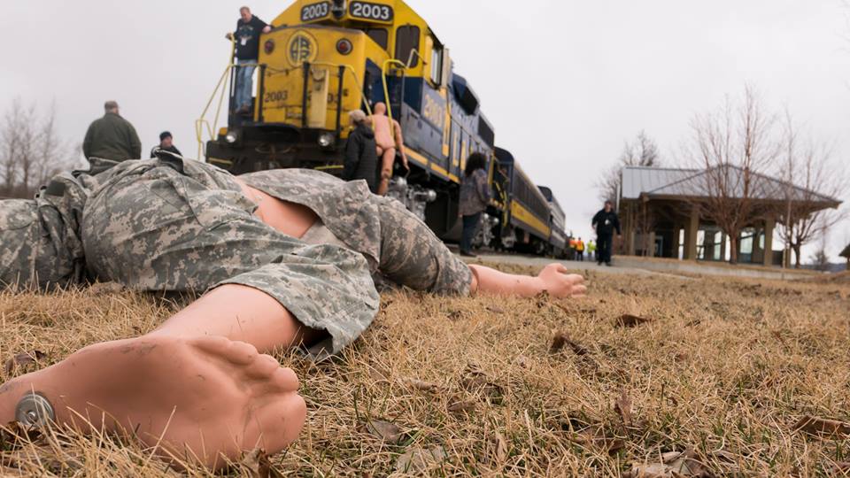 Alaska Shield exercise included a staged collision between a school bus and a train