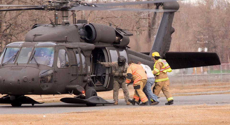 "Patients" were transported to the hospital via helicopter during the Alaska Shield exercise