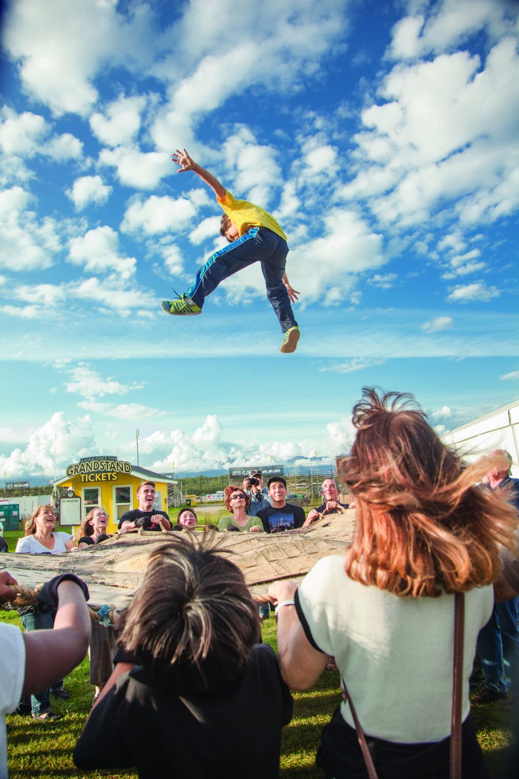 Blanket toss at the Alaska State Fair, Palmer, Alaska Alaska State Fair