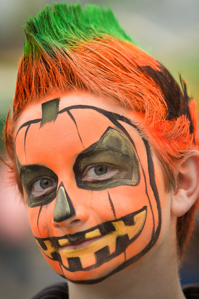 Child boy face paint orange pumpkin jack o lantern 201209030930 - Alaska  State Fair