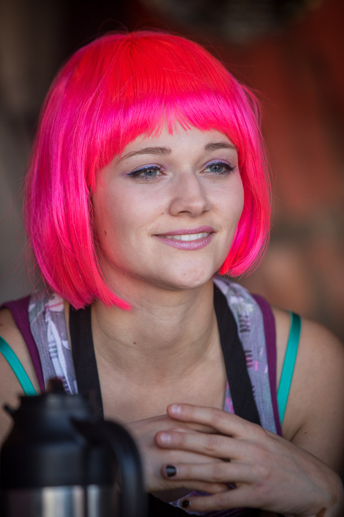 Girl with fluorescent pink hair | Alaska State Fair
