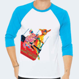2019 Crazy Good Fair Poster 3/4 Baseball Tee - Blue/White